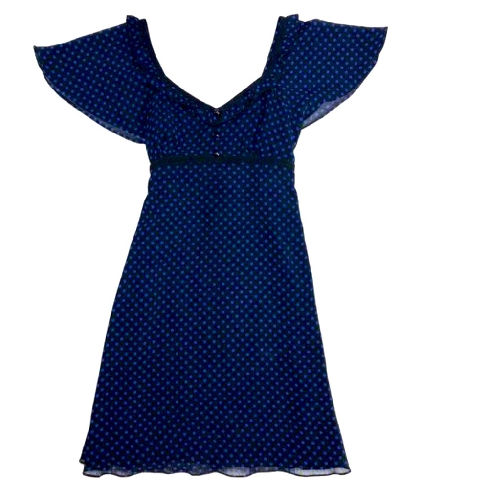 Alice Temperly Black & Blue Dot Cap Sleeve Dress